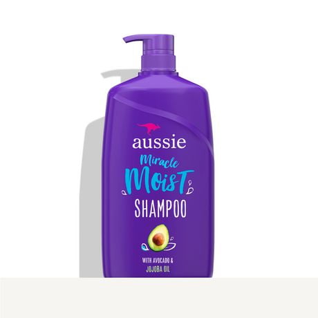 Shampooing Aussie Miracle Moist avec huiles d’avocat et de jojoba pour cheveux secs, sans parabènes 778 ml