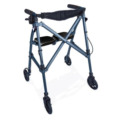 Able Life Space Saver Rollator, Lightweight Folding Walker for Seniors, Rolling Walker with Wheels and Seat, Blue
