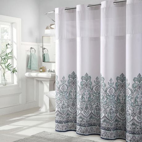 Hookless® Brand 3-in-1 Damask Border Shower Curtain | Walmart Canada