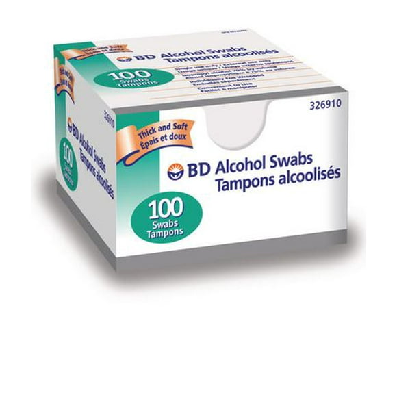 BD Alcohol Swabs, 100 swabs, thick and soft