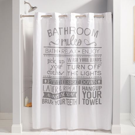 Bathroom Rules Shower Curtain Multi, Shower Curtain Etiquette Open Closed