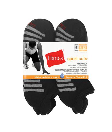 Hanes Sport Cuts Mens Heel Shield Cushion Sock – 6 Pairs