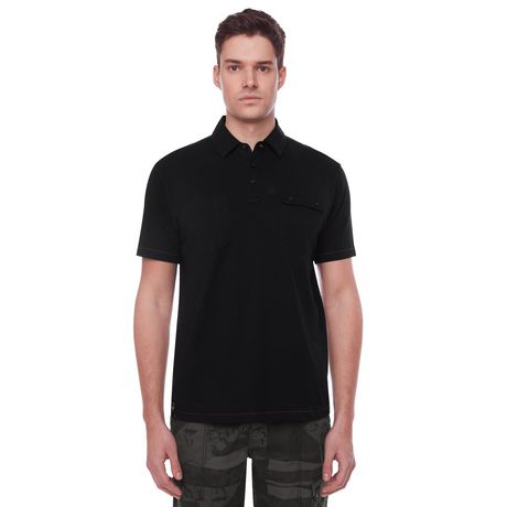 Dark Black Men's Short-Sleeve Graphic Polo with Pockets | Walmart Canada