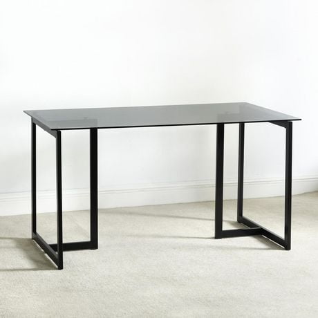 Homycasa Modern Glass Dining Table - Rectangular Clear Glass Top with Metal Frame for Dining Room Office