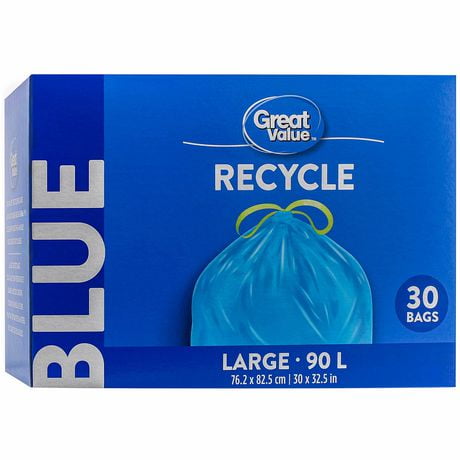 Great Value Large Blue Recycle Bags, 76.2 x 82.5 cm