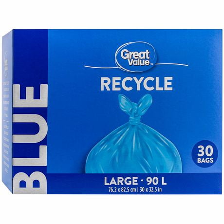 Great Value Large Blue Recycle Bags, 76.2 x 82.5 cm