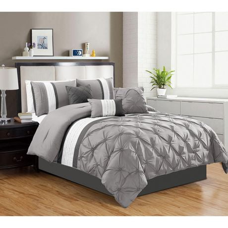 Safdie & Co. Trousseau Comforter Set 7 Piece Queen Grey | Walmart Canada