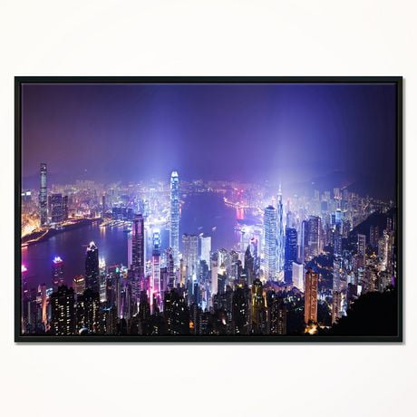 Design Art Hong Kong Night City Framed Canvas Art Print | Walmart Canada