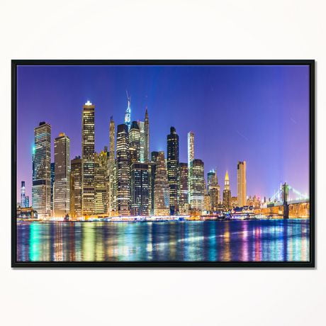 Design Art New York Cityscape Panorama Framed Canvas Art Print ...