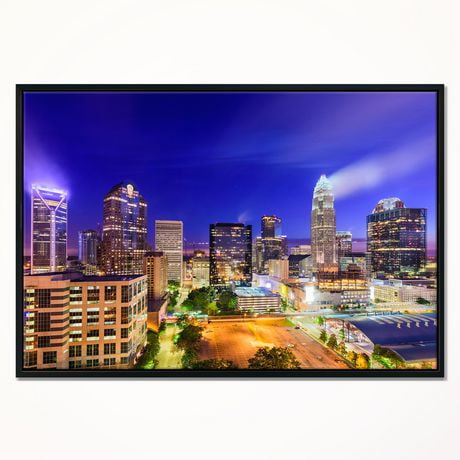 Design Art Charlotte North Carolina Cityscape Framed Canvas Art Print ...