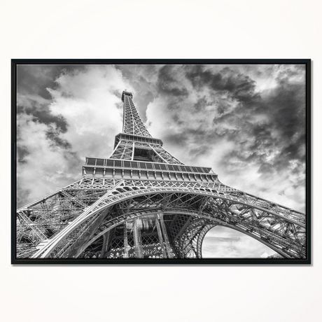 Gutermann Design Art Black And White View of Paris Paris Eiffel Tower Framed Canvas Art Print