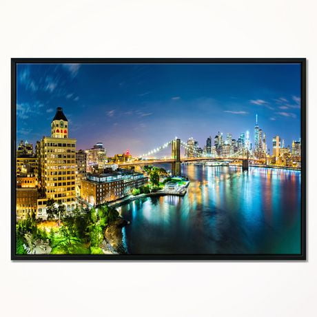 Design Art Colorful New York City Panoramic View Framed Canvas Art ...