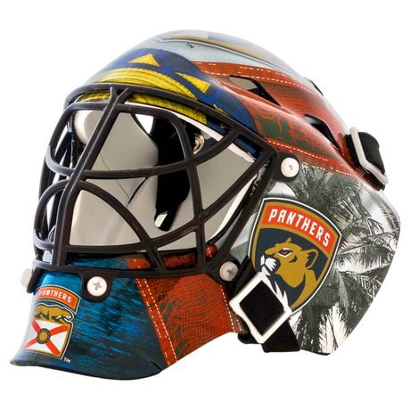 Franklin Sports Mini masque de gardien de but de hockey avec logo de l'équipe de la NHL de Panthers avec étui – Masque de gardien de but de collection avec logos et couleurs officiels de la NHL
