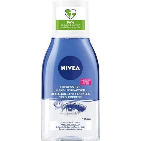 NIVEA Express Eye Make-Up Remover | Enriched with soothing blue cornflower | Suitable for contact lens wearers and sensitive eyes | Dermatologically tested, 125 mL