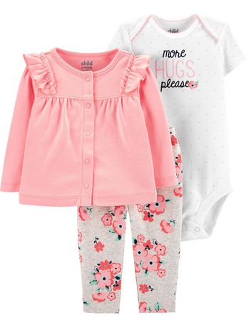 Child of Mine by Carter's Newborn Girls' 3-Piece Cardigan Set- Hugs ...