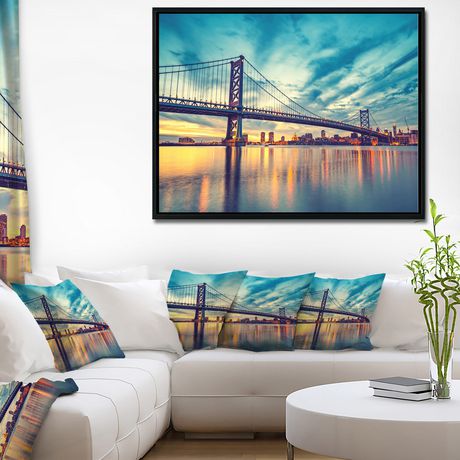 Design Art Ben Franklin Bridge in Philadelphia Framed Canvas Art Print ...