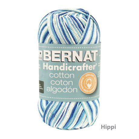 "Bernat Handicrafter Cotton Variegates #4 Fil de Coton Moyen, Hippi Ombre 12oz/340g, 573 Yards"