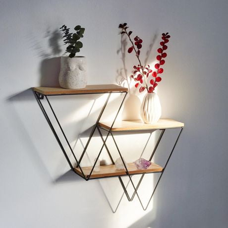 Truu Design Decorative Triangle Wooden Floating Wall Shelf