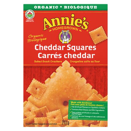 Annie's Homegrown Organic Cheddar Squares Baked Snack Crackers 