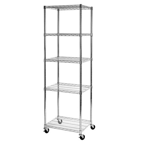 Ultra-durable Commercial Grade 5-Tier NSF Steel Wire Shelving with Wheels
