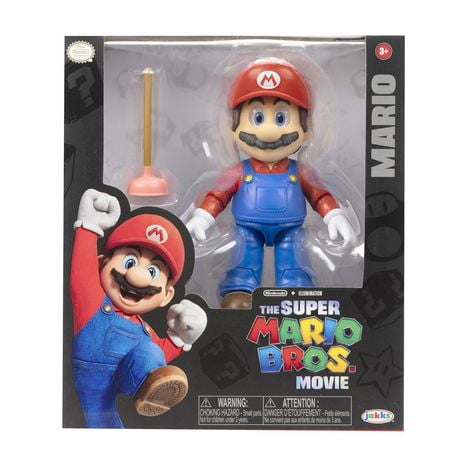 Super Mario Bros Le Film – Série de figurines de 5" avec accessoire – Figurine Mario avec Débouchoir comme accessoire 16 points d’articulation