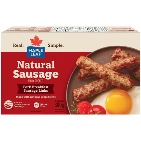 Saucisses de porc à déjeuner naturelles entièrement cuites Maple Leaf 300 grammes