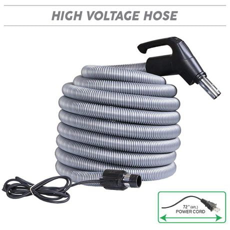 OVO Central Vacuum Universal 30' High-voltage hose, On-OFF Dual Voltage switch at the handle, Crushproof.