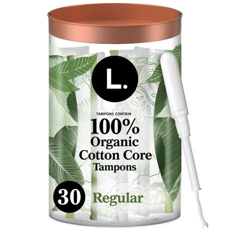 L. Cotton Tampons Regular Absorbency, Free from Chlorine Bleaching, Pesticides, Fragrances, or Dyes, 30CT
