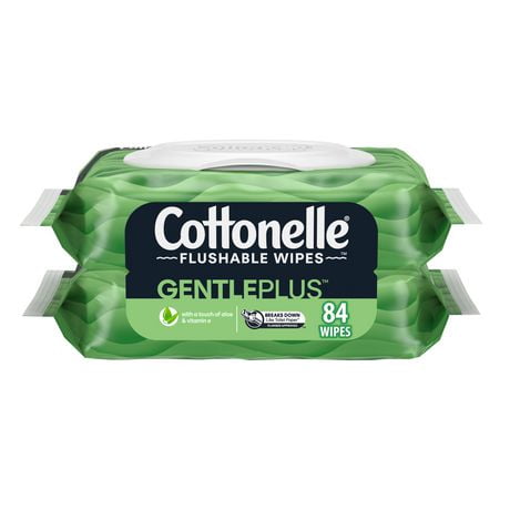 Cottonelle GentlePlus Flushable Wet Wipes with Aloe & Vitamin E, 42 Wet Wipes per Pack (84 Total), 84 count