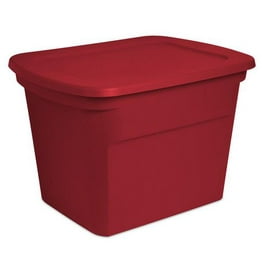 Sterilite 18 Gallon Plastic Stackable Storage Tote Container, Red