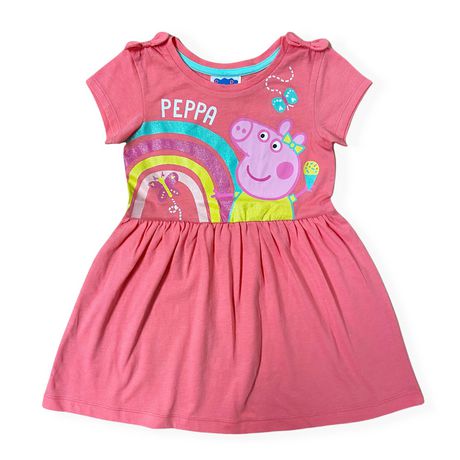 Peppa Pig Toddler girl`s short sleeve dress with decorative bows on the ...