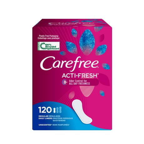Carefree Acti-Fresh Body Shape Panty Liners Regular Pack of 120 Liners, 120 Panty Liners