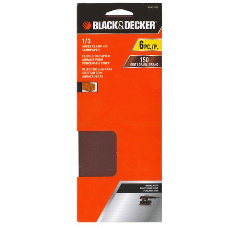 Black Decker 1 3 Sheet 150 Grit Clamp On Sandpaper 6 Pack