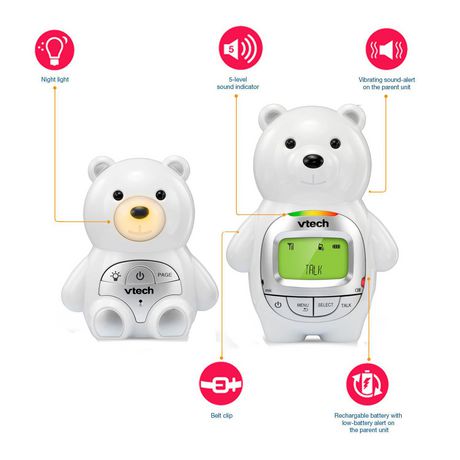 Moniteur Audio Numerique Pour Bebe Dect 6 0 Avec Veilleuse 1 Unite Du Parental Dm226 Ourson De Vtech Argent Et Blanc Walmart Canada