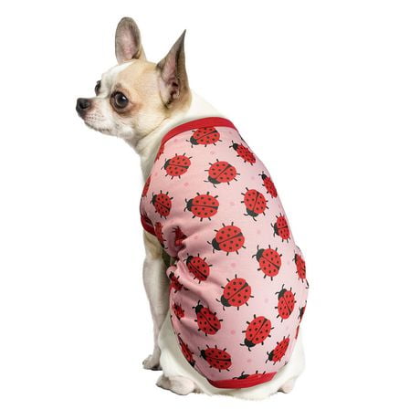 Fetchwear Dog Clothes: Ladybug Jersey Pajamas, Size XS-XL