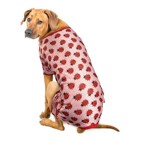 Fetchwear Dog Clothes: Ladybug Jersey Pajamas, Size XS-XL