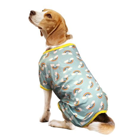 Fetchwear Dog Clothes: Rainbow Jersey Pajamas, Size XS-XL