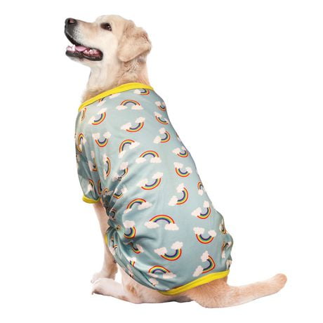 Fetchwear Dog Clothes: Rainbow Jersey Pajamas, Size XS-XL