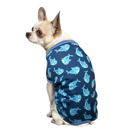 Fetchwear Dog Clothes: Shark Jersey Pajamas, Size XS-XL