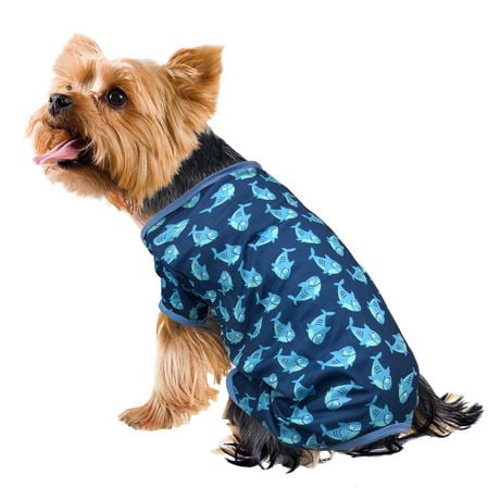 Fetchwear Dog Clothes: Shark Jersey Pajamas, Size XS-XL, Dog pajamas