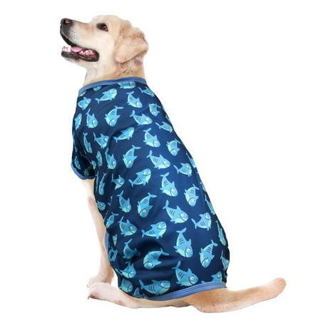 Fetchwear Dog Clothes: Shark Jersey Pajamas, Size XS-XL