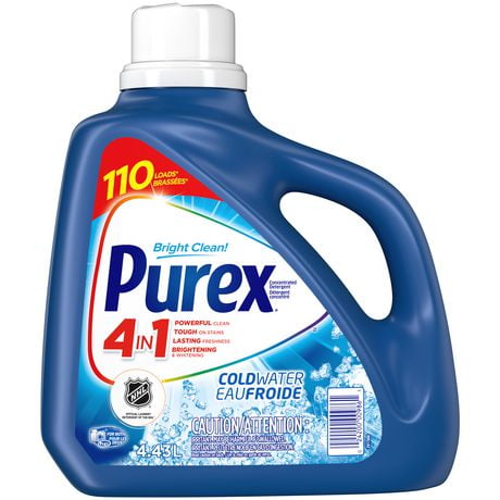 Purex 4 in 1 Liquid Laundry Concentrated Detergent, Coldwater, 4.43L, 110 Loads