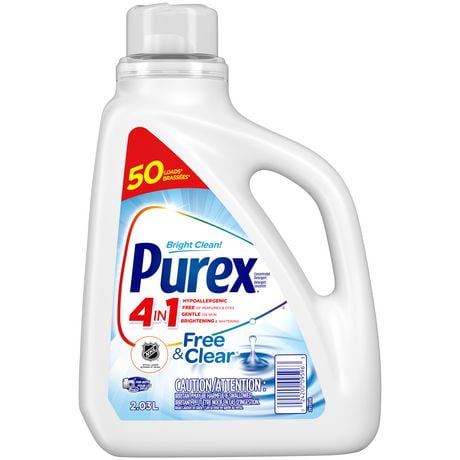 Purex 4 in 1 Liquid Laundry Concentrated Detergent, Free & Clear, 2.03 L