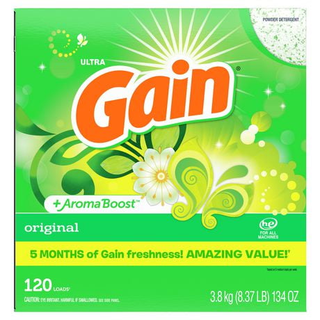 Gain Compact Powder Laundry Detergent, Original,, 120 Loads, 3.8 kg