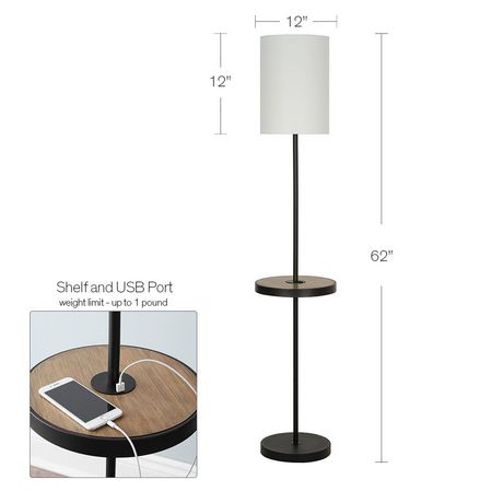 Hometrends Multi Functional Floor Lamp With Shelf And Usb Charging
