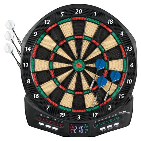 EastPoint Narwhal Revolution Electronic Dartboard with 30 Games Cricket Scoring and 6 Plastic Tip Darts