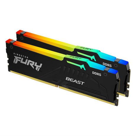 Kingston Fury Beast Technology 64GB (2x32GB) 6000MT/s DDR5 CL36 RGB Desktop Memory Kit of 2 | Infrared Syncing | AMD Expo | Plug N Play | KF560C36BBEAK2-64
