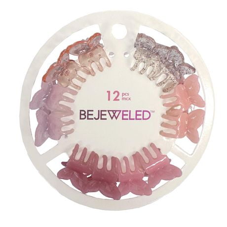 Bejewled 12 PCS CLIPS, Bejewled 12 PCS BUTRFLY CLIPS