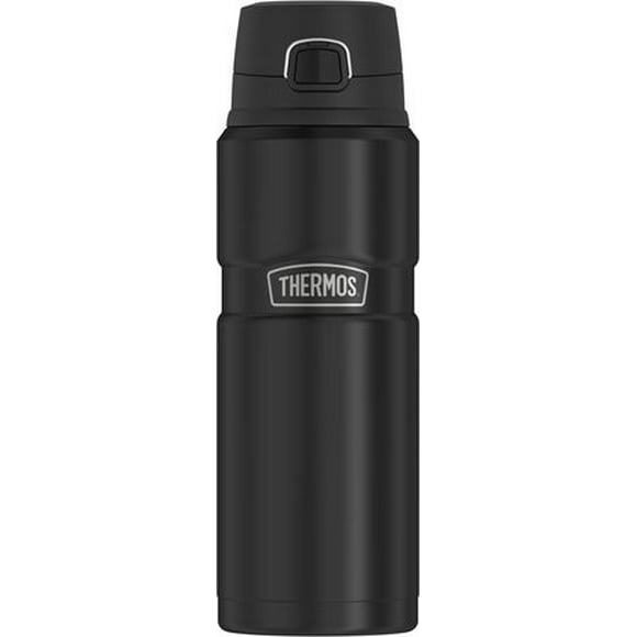 Bouteille à boisson de marque Thermos à ouverture directe et à isolation sous vide en acier inoxydable de 24 Oz, Noire Bouteille, 24 Oz