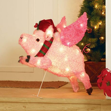 HOLIDAY TIME FLUFFY FLYING PIG SCULPTURE | Walmart Canada